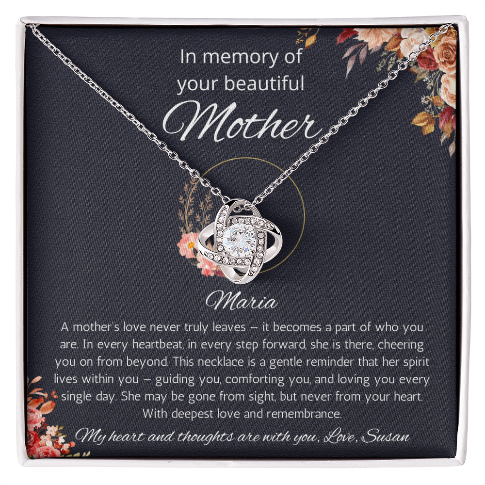 Loss of Mother Memorial Gift Necklace, Sympathy Gift for Daughter Jewelry, In Memory of Mom, Condolence Gift, Love Knot Gift Necklace