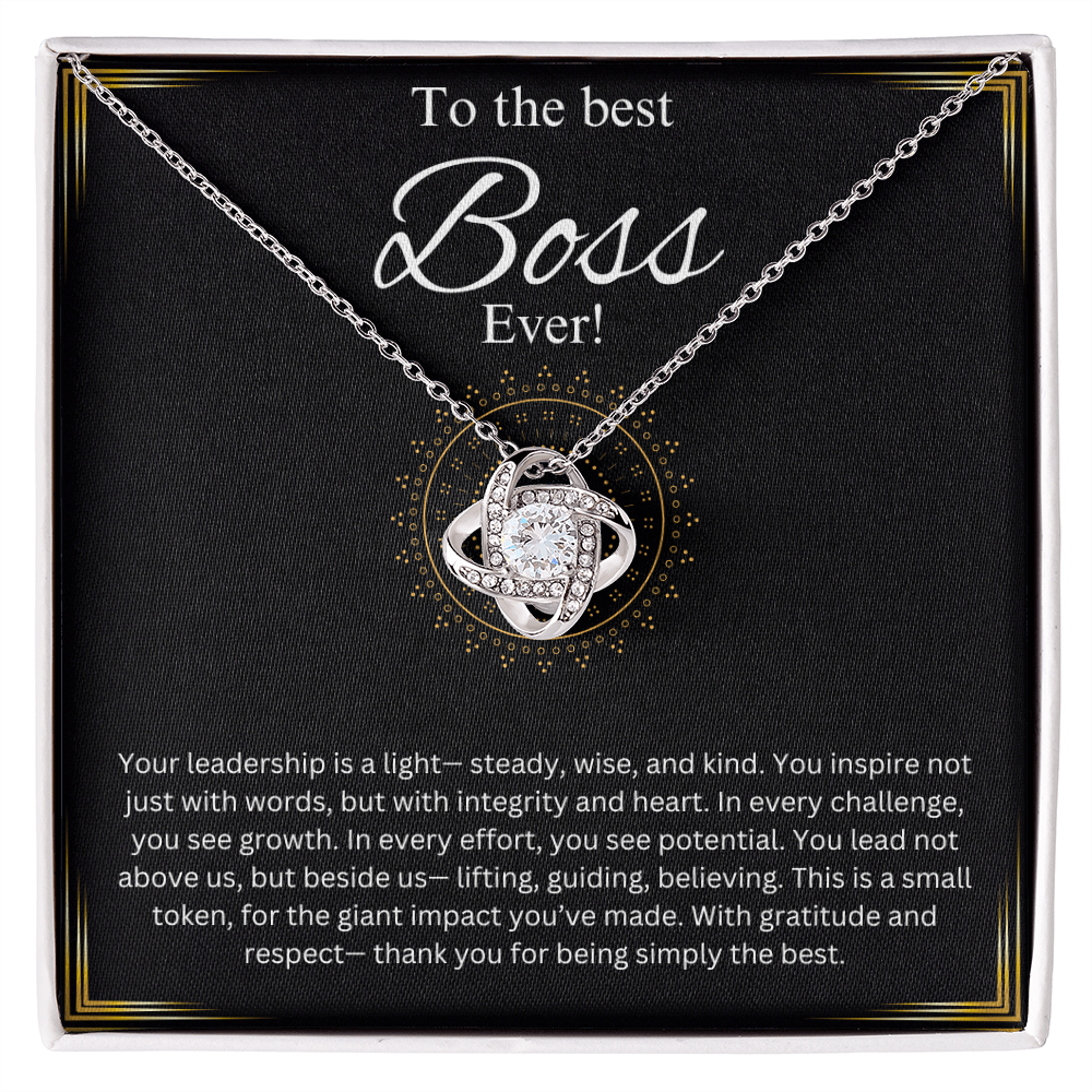 Boss Lady Jewelry, Company Head Necklace, Office Co worker, Executive, Chief, Manager Love Knot Gift