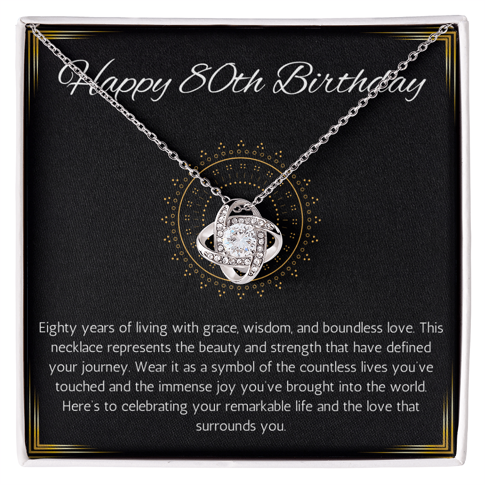 80th birthday gift for women, 80th birthday gift for mom, grandma, nana, love knot gift necklace, 80th birthday jewelry necklace, turning 80