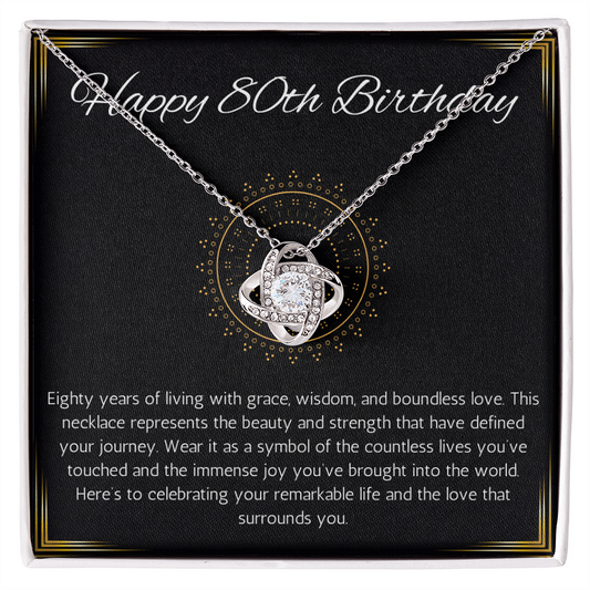 80th birthday gift for women, 80th birthday gift for mom, grandma, nana, love knot gift necklace, 80th birthday jewelry necklace, turning 80