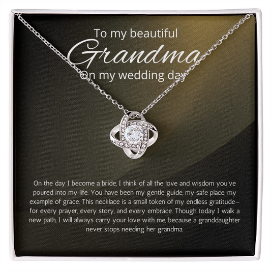 Grandmother of Bride Gift Necklace Love Knot Jewelry for Grandma for Wedding from Granddaughter Present