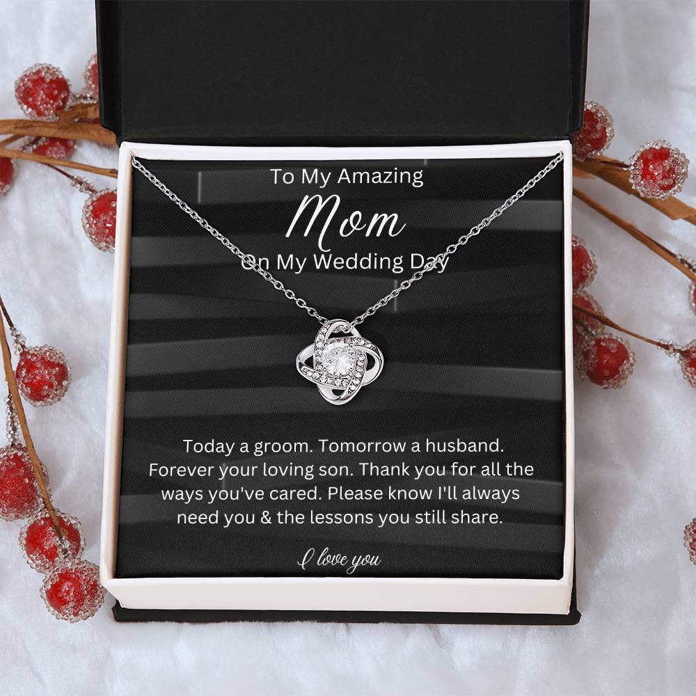 To My Mom On My Wedding Day, Gift From Groom, Gift For Mom, Wedding Gift From Son, Wedding Day Gift Necklace for Mom