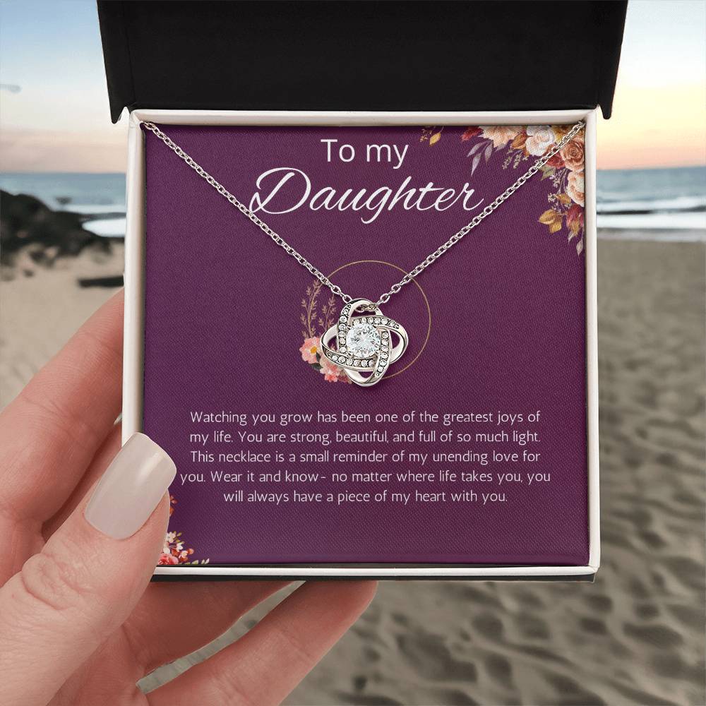 Daughter Gift Necklace from Mom, Dad Birthday Gift for Daughter Graduation Gift Jewelry Christmas Gift from Father Love Knot Necklace