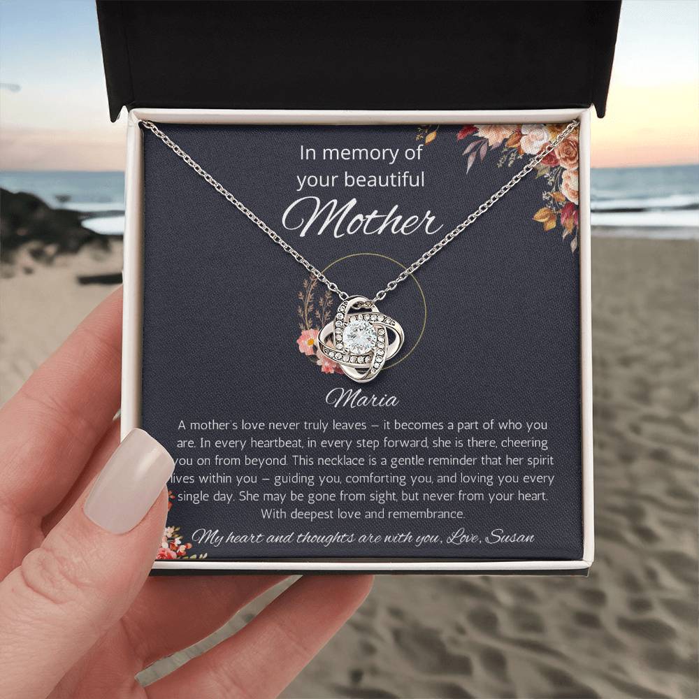 Loss of Mother Memorial Gift Necklace, Sympathy Gift for Daughter Jewelry, In Memory of Mom, Condolence Gift, Love Knot Gift Necklace