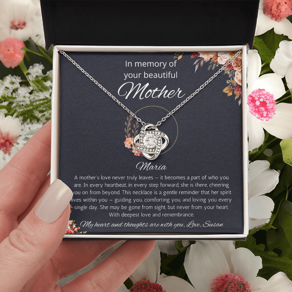 Loss of Mother Memorial Gift Necklace, Sympathy Gift for Daughter Jewelry, In Memory of Mom, Condolence Gift, Love Knot Gift Necklace