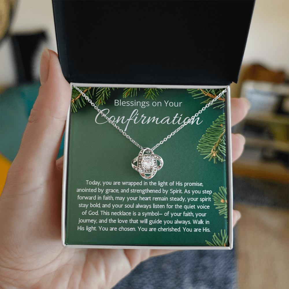 Confirmation Gifts For Girls, Love Knot Necklace For Daughter, Meaningful Message Jewelry Christian Religious Present for Women