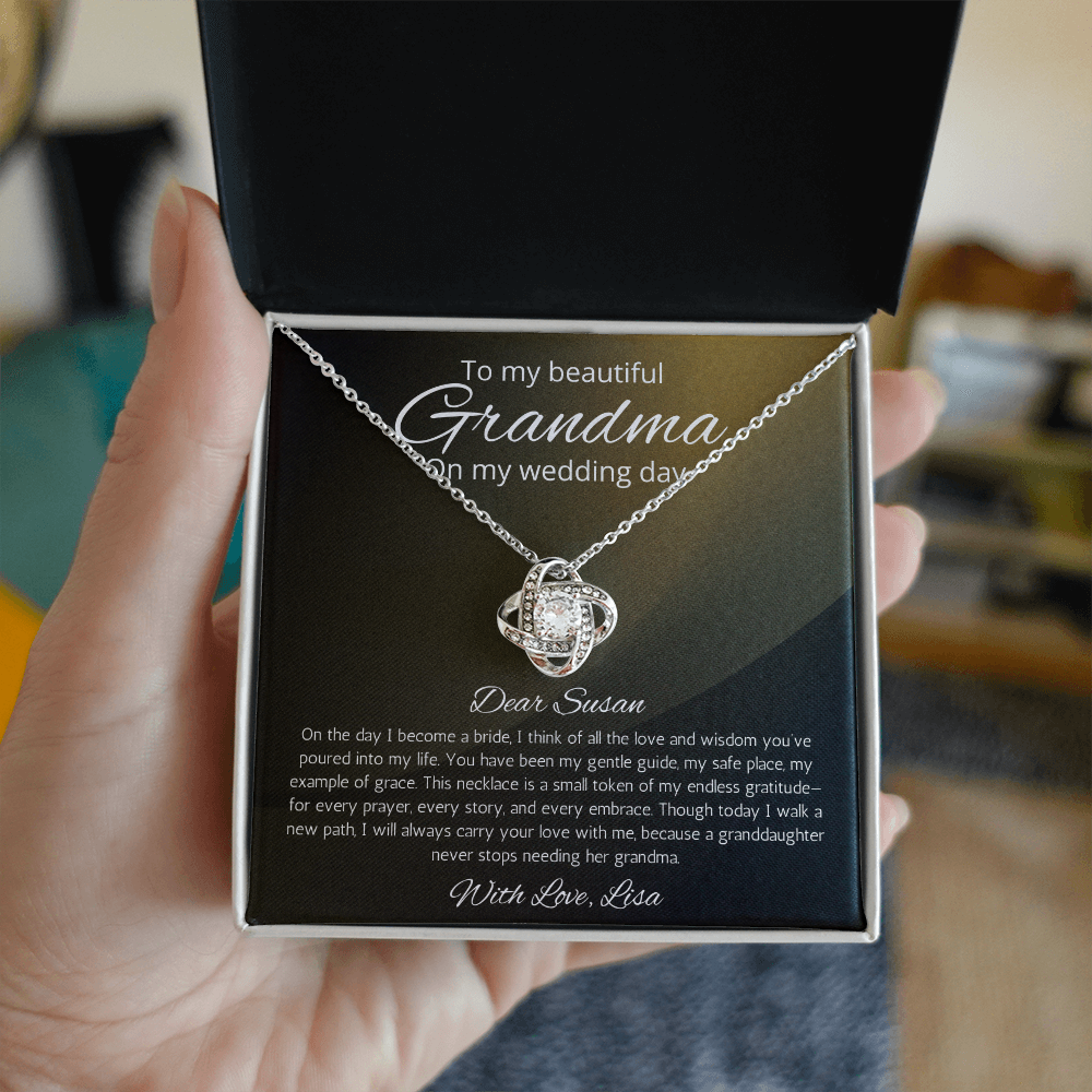 Grandmother of the Bride Gift Necklace Love Knot Gift Necklace For Grandma for Wedding Jewelry from Granddaughter Bride Gift