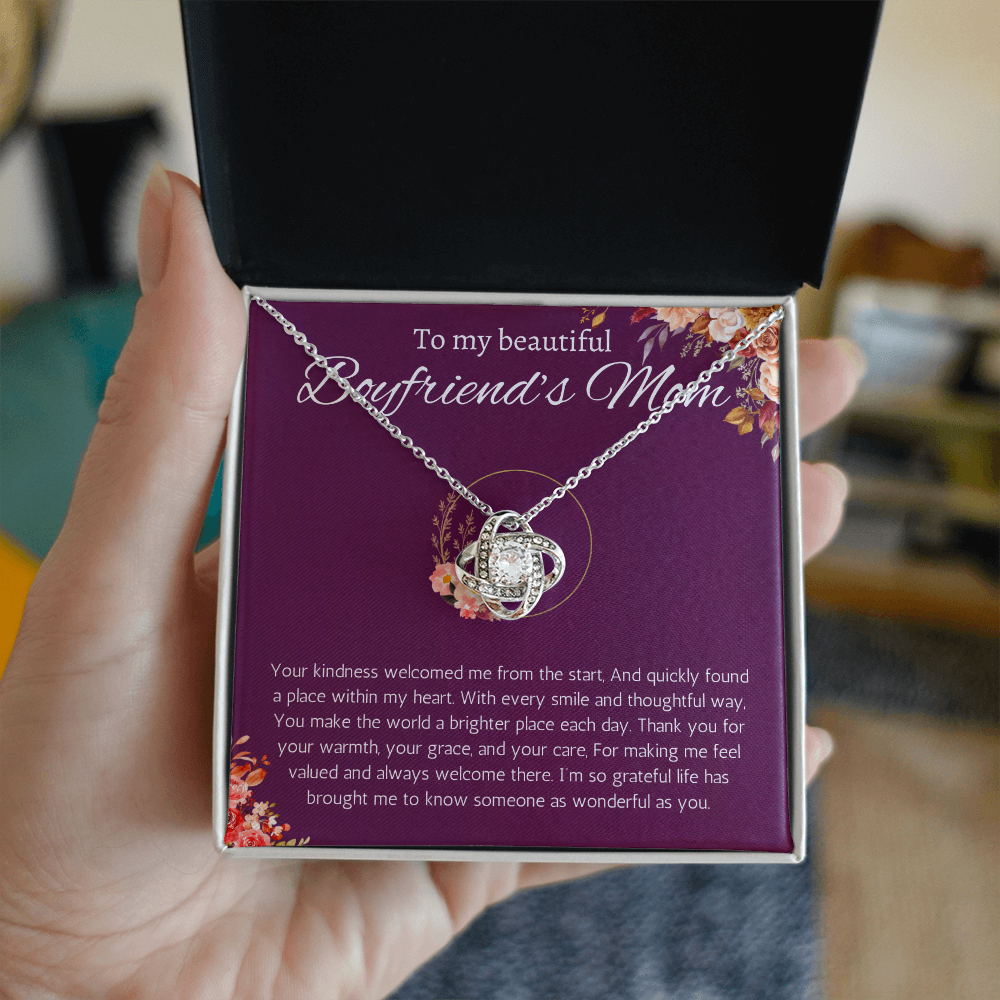 Boyfriends Mom Gift Necklace, Gift for Boyfriends mom From Girlfriend Jewelry Love Knot Present