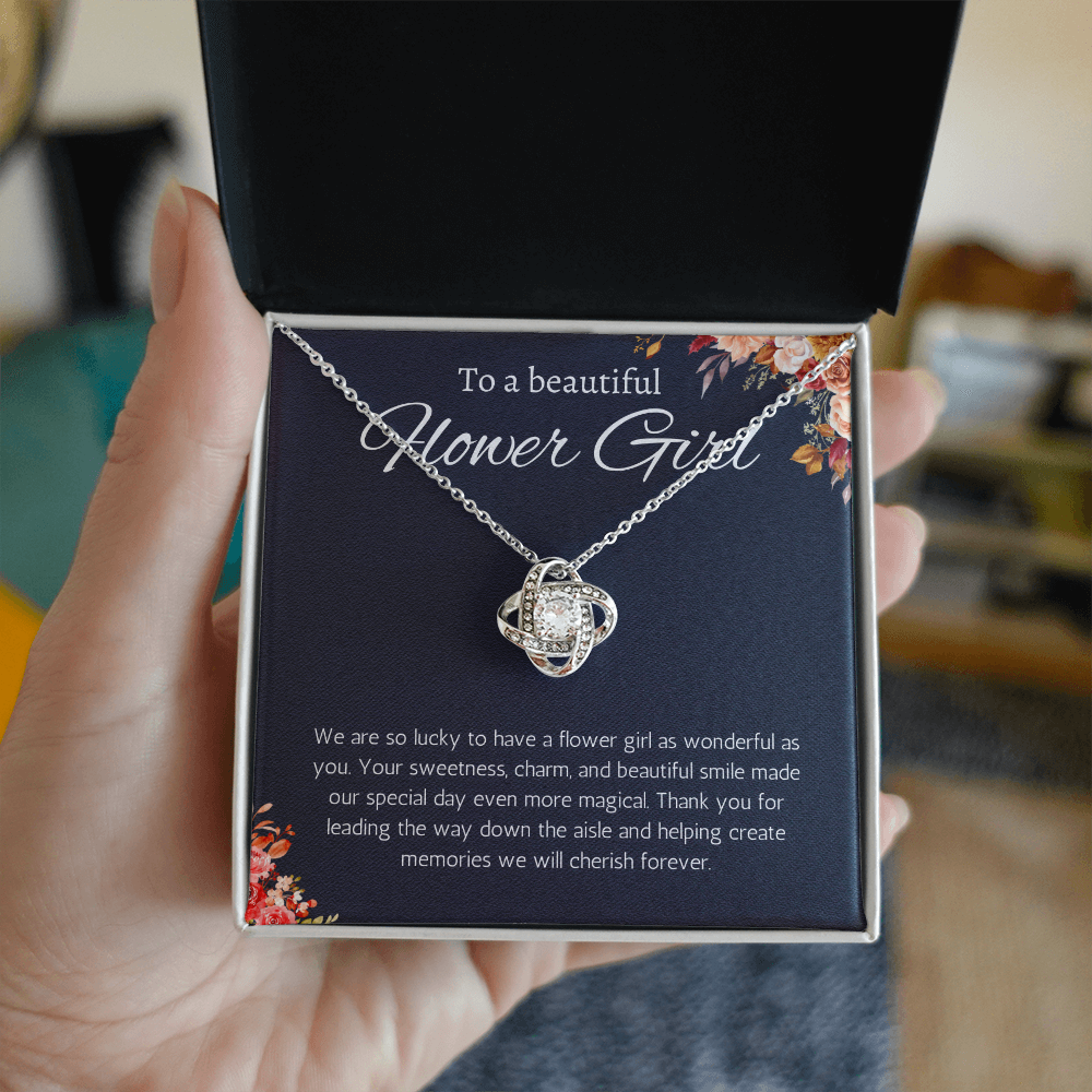 Flower Girl Gift Necklace Flower Girl Thank You Gift Flower Girl Wedding Gift Wedding Bridal Party Love knot Jewelry