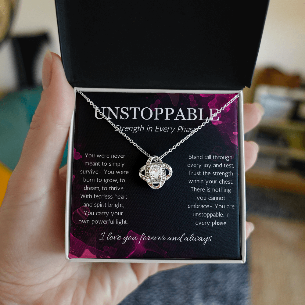Empowerment Necklace, Resilience Necklace Unstoppable Strong Woman Jewelry Gift Love Knot Present