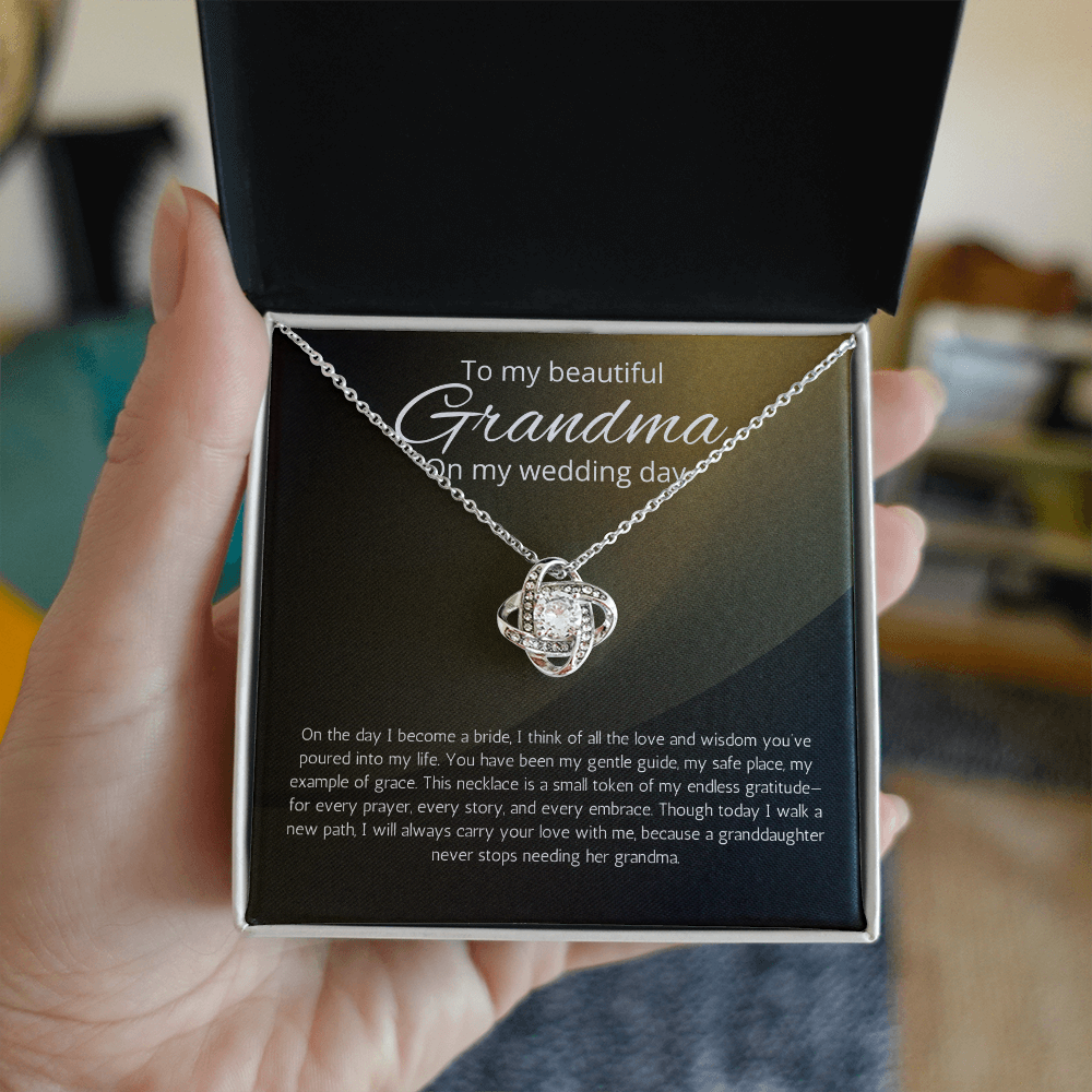 Grandmother of Bride Gift Necklace Love Knot Jewelry for Grandma for Wedding from Granddaughter Present