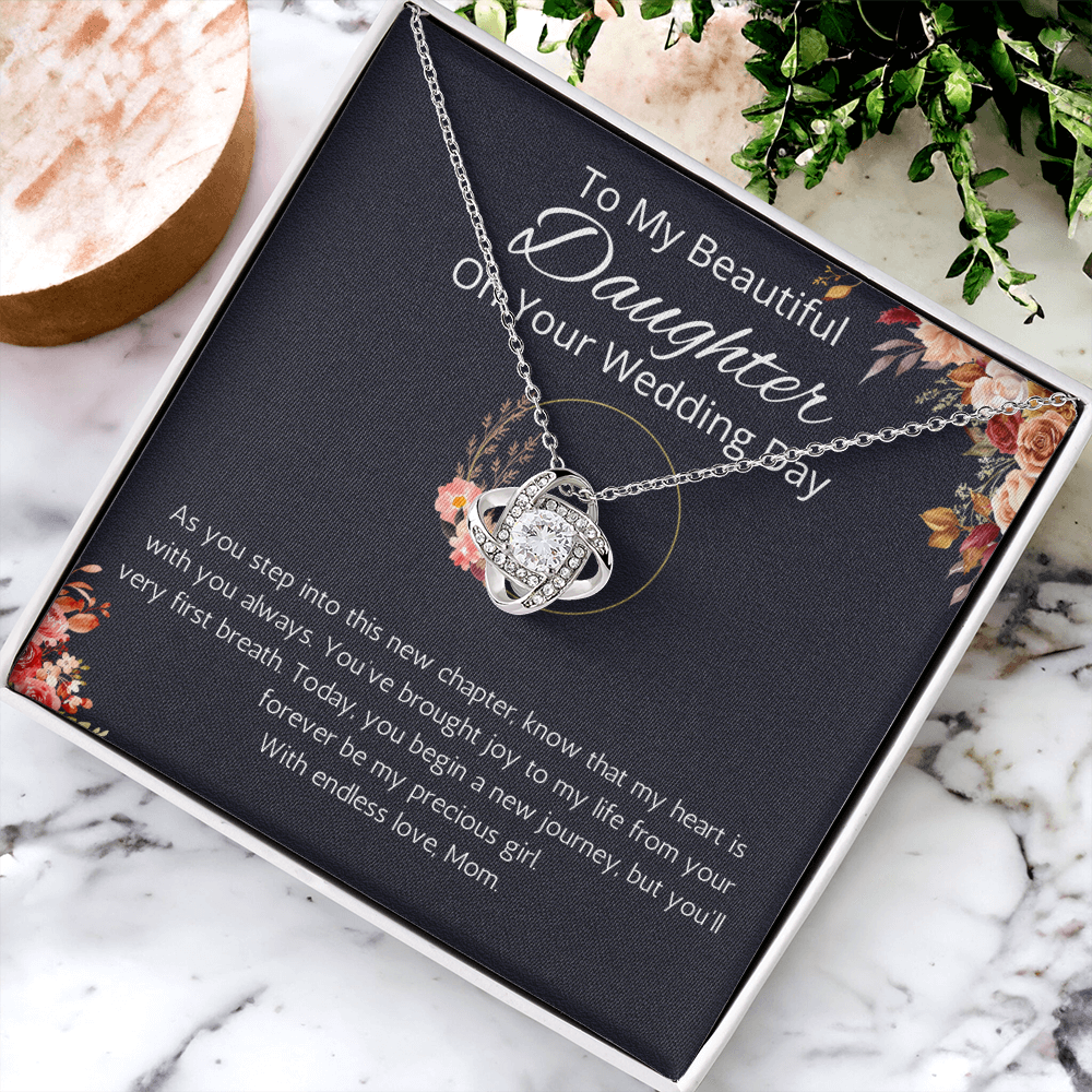 Bride Gift From Mom To Daughter On Wedding Day Love Knot Gift Necklace For Daughter On Wedding Day From Mother To Daughter, Gift Necklace
