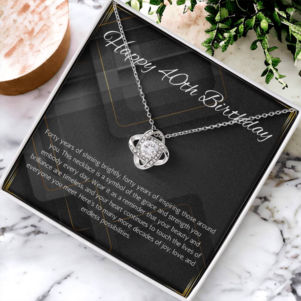 40th Birthday Gift For her, 40th Birthday Gift Necklace for women, Mom, Nana, Sister Love Knot Gift Jewelry For 40th Birthday