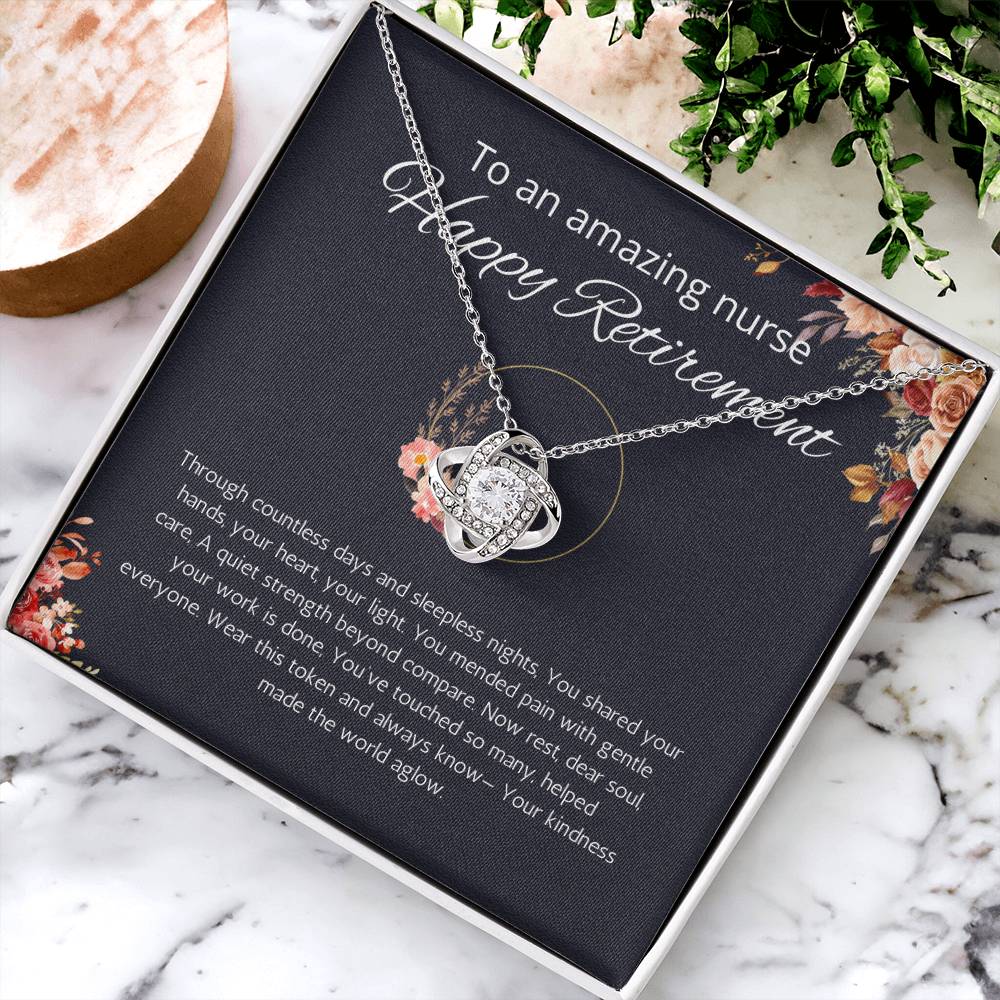 Nurse Retirement Gift, Love Knot Necklace For Nurse Retirement, Jewelry Gift For Retired Nurse, RN Retired Gifts, Nurse Retirement Party Gift