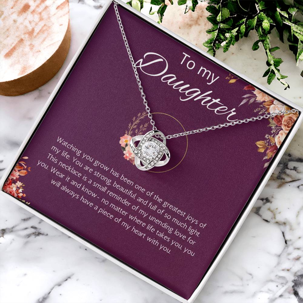 Daughter Gift Necklace from Mom, Dad Birthday Gift for Daughter Graduation Gift Jewelry Christmas Gift from Father Love Knot Necklace