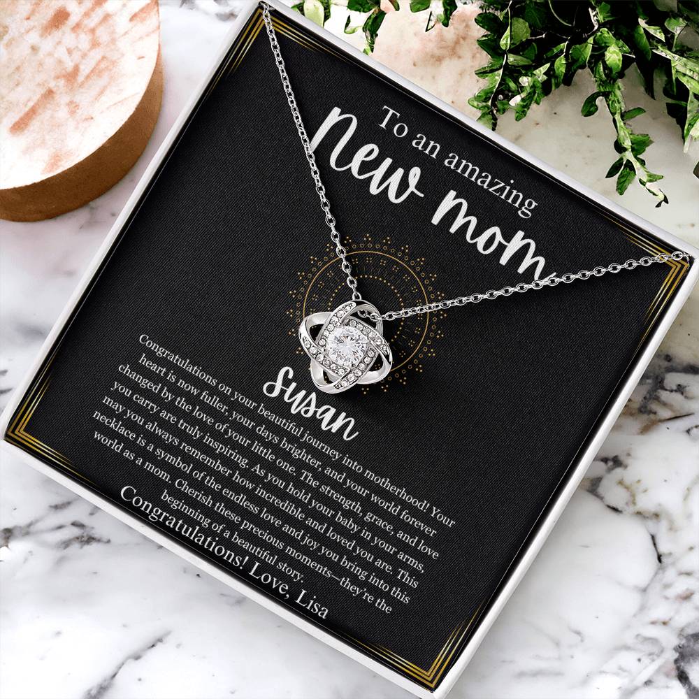 New Mom Gift Jewelry, First Time mom Gift, Personalized Gift For New Mom, Mother's Day Gift, For New Mom Love Knot Necklace, New Mommy Gift