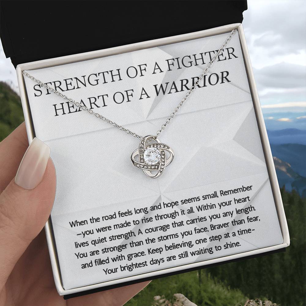 Warrior Love Knot Necklace, Strength of a Fighter Jewelry, Encouragement Gift