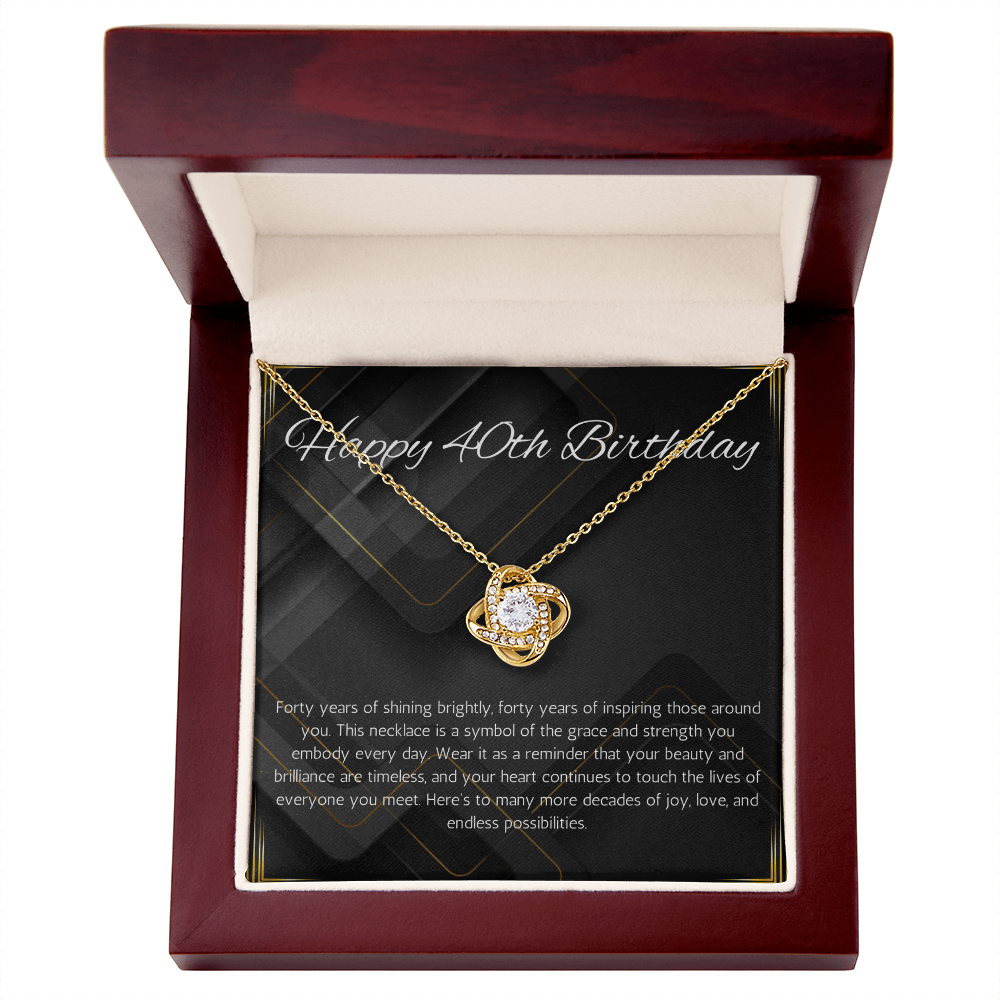 40th Birthday Gift For her, 40th Birthday Gift Necklace for women, Mom, Nana, Sister Love Knot Gift Jewelry For 40th Birthday