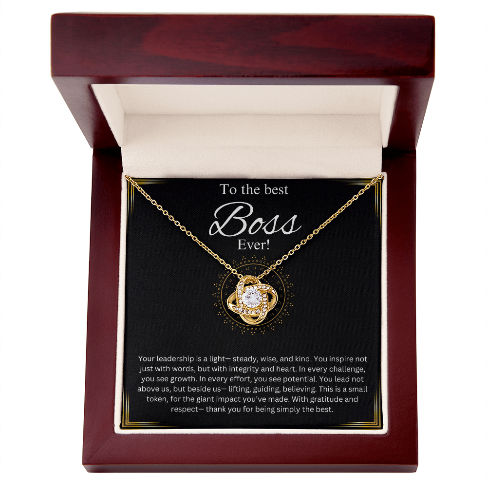 Boss Lady Jewelry, Company Head Necklace, Office Co worker, Executive, Chief, Manager Love Knot Gift