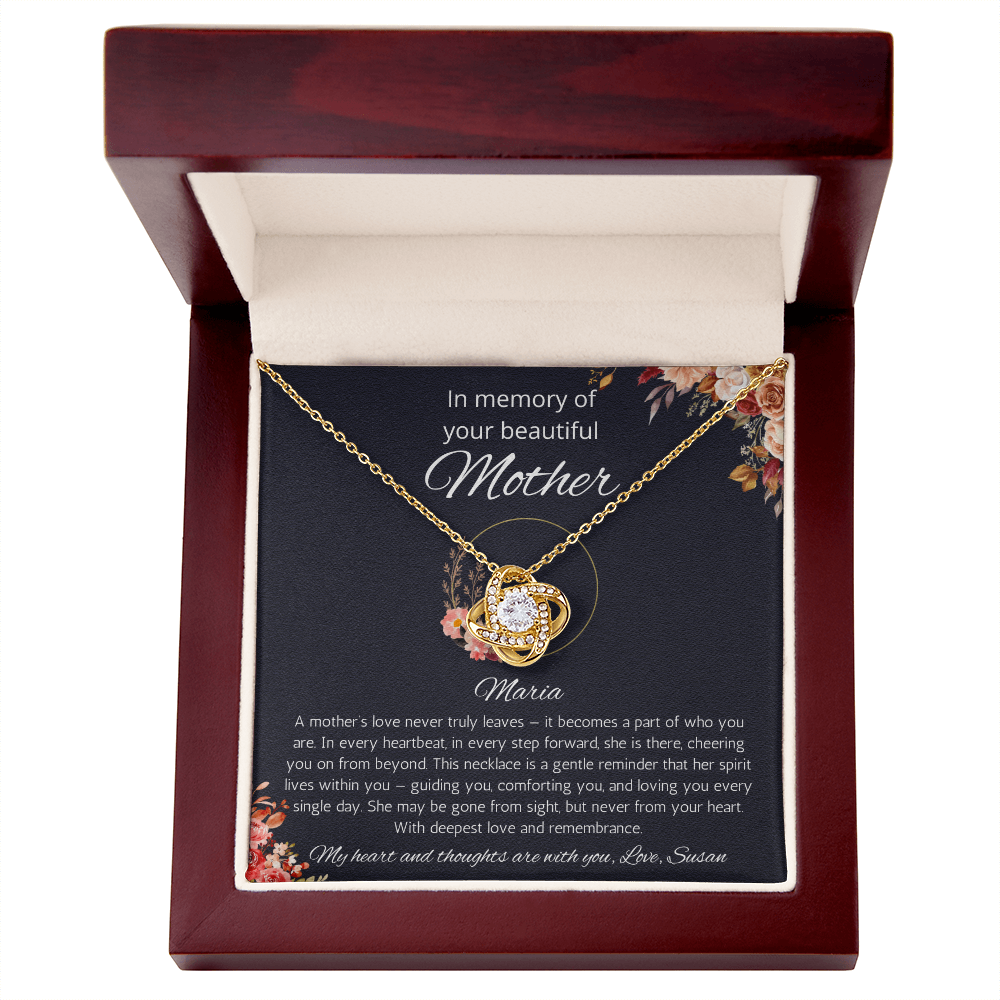 Loss of Mother Memorial Gift Necklace, Sympathy Gift for Daughter Jewelry, In Memory of Mom, Condolence Gift, Love Knot Gift Necklace