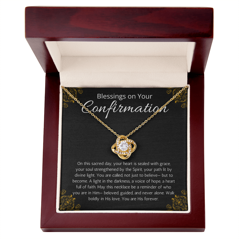 Confirmation Gift For Girls, Love Knot Necklace For Daughter, Meaningful Message Jewelry Christian Religious Present for Women