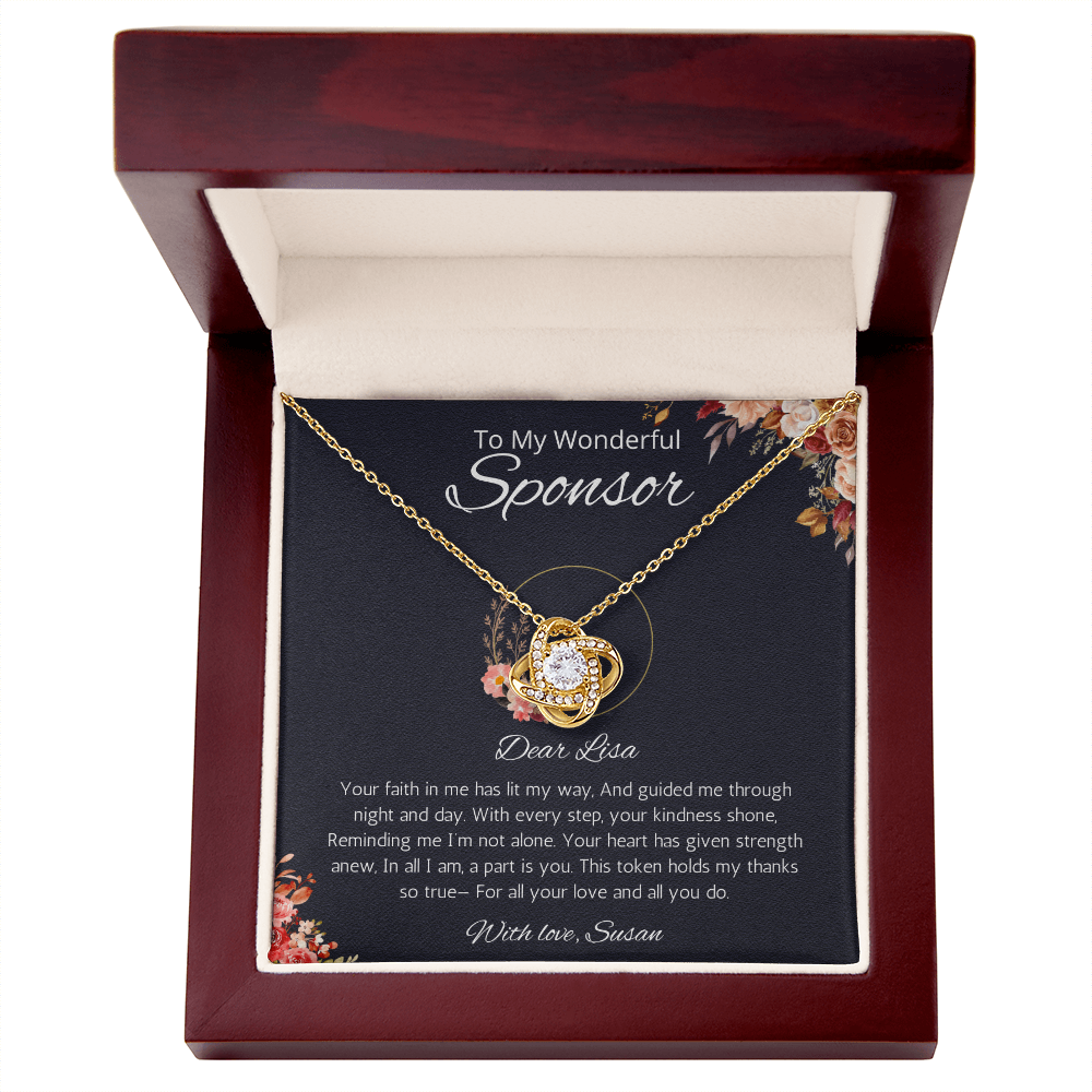 Sponsor Gift Necklace, Personalized Love Knot Necklace For Sponsor, Wedding sponsor Gift, Confirmation Gift Necklace for Sponsor