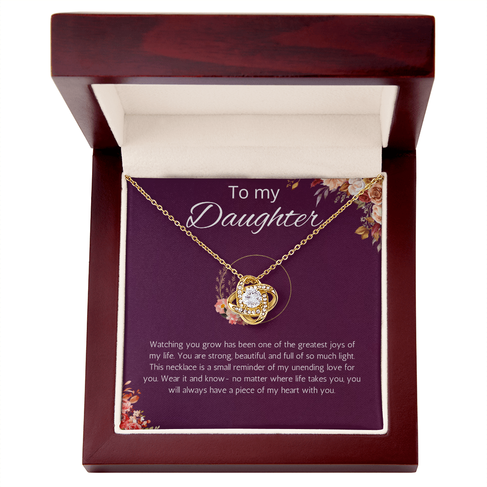 Daughter Gift Necklace from Mom, Dad Birthday Gift for Daughter Graduation Gift Jewelry Christmas Gift from Father Love Knot Necklace