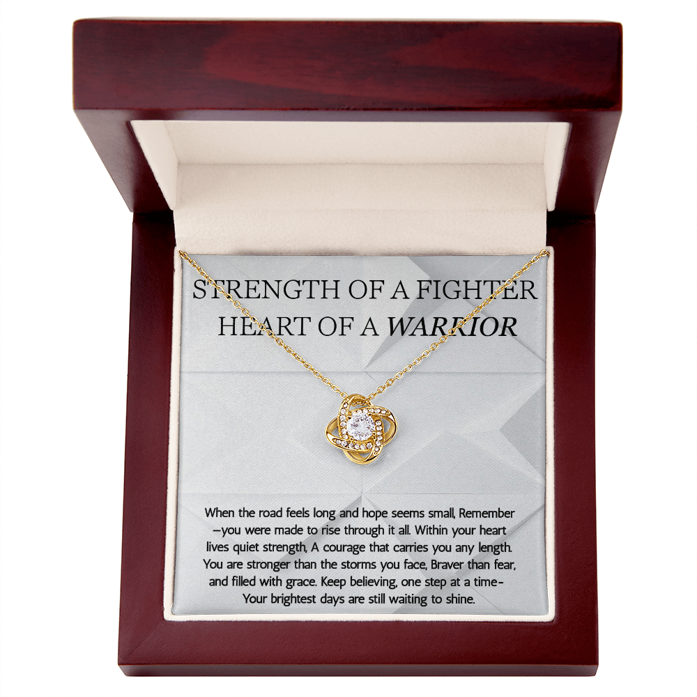 Warrior Love Knot Necklace, Strength of a Fighter Jewelry, Encouragement Gift