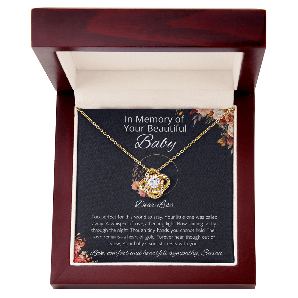 Baby Loss Gift, Infant Loss Gift, Personalized Love Knot Necklace, Loss of Baby Jewelry, Pregnancy Loss, Condolence Gift Necklace for mom