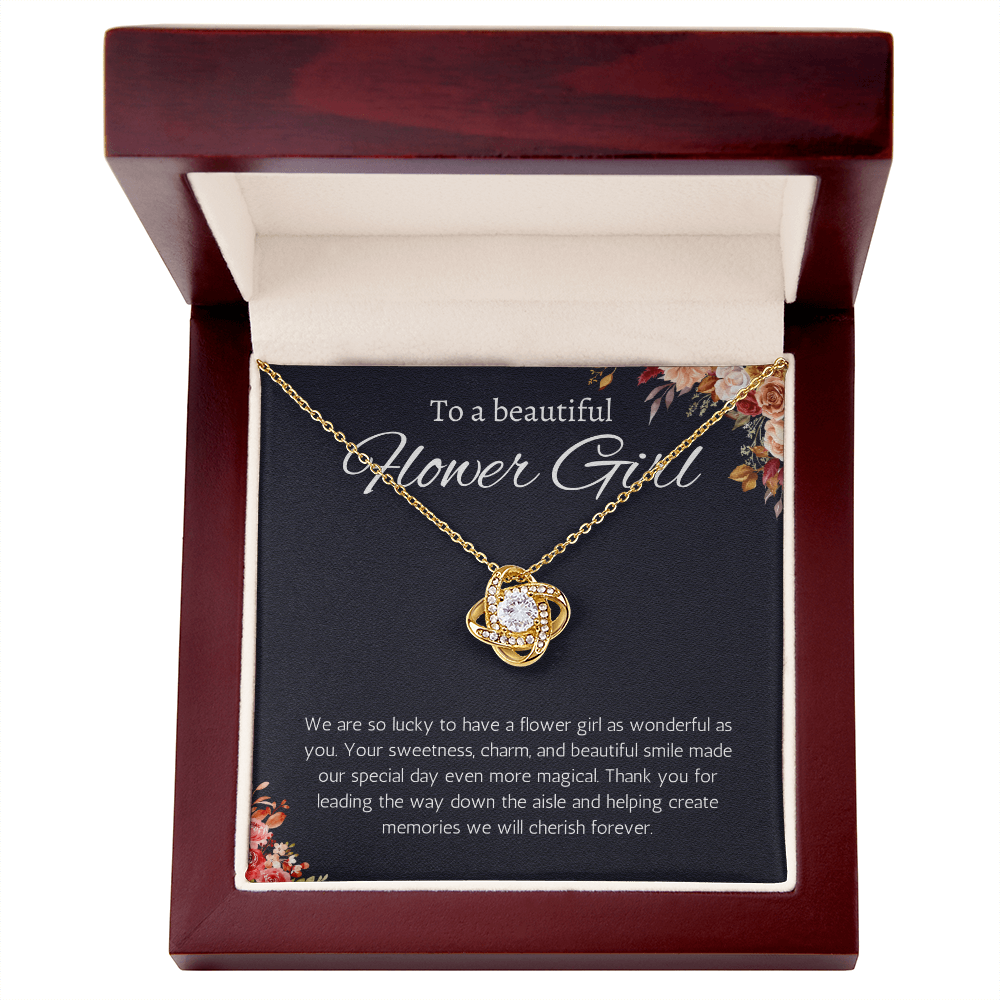 Flower Girl Gift Necklace Flower Girl Thank You Gift Flower Girl Wedding Gift Wedding Bridal Party Love knot Jewelry