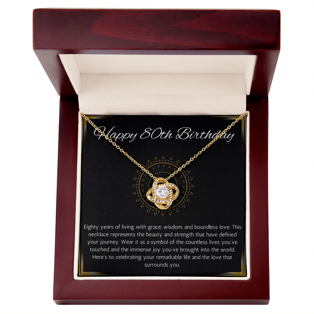 80th birthday gift for women, 80th birthday gift for mom, grandma, nana, love knot gift necklace, 80th birthday jewelry necklace, turning 80
