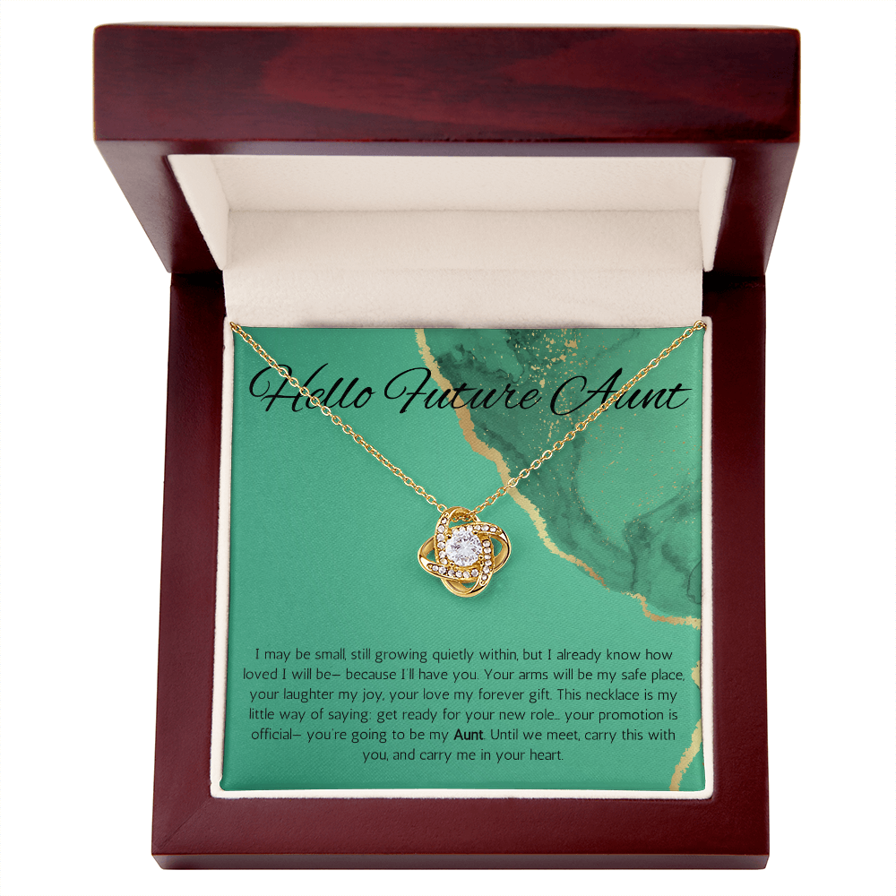 Future Aunt Gift Necklace, Promoted to Auntie, Message Card Present For Pregnancy, Gender Reveal, Babyshower Love Knot Jewelry