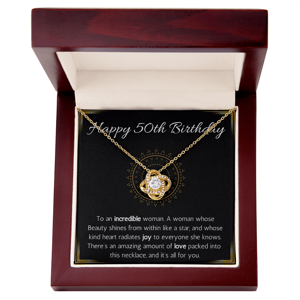 Happy 50th Birthday Jewelry Gift for Woman Turning 50 Necklace With Message Card, 50th Birthday Gift Necklace For Sister, Friend, Wife, Mom