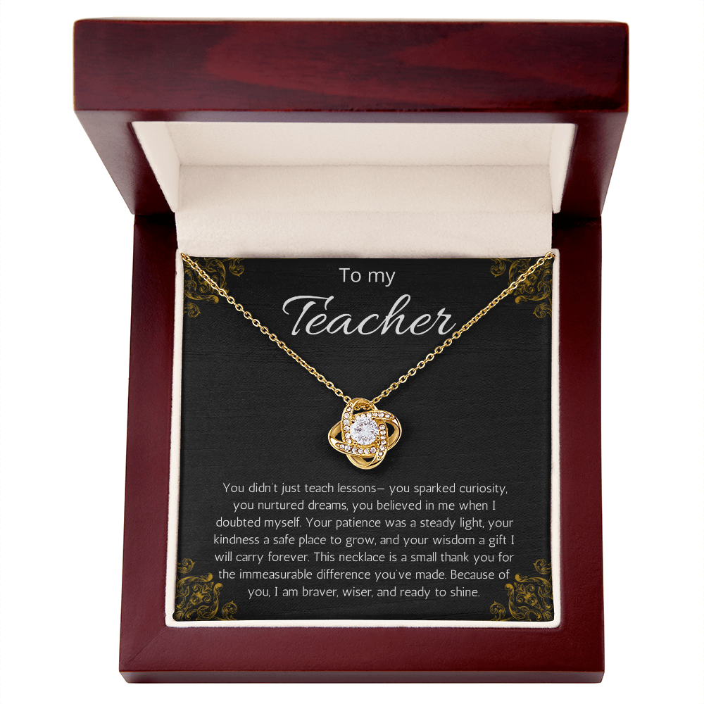 Teacher Gift Appreciation Present Love Knot Necklace, Thank you Present from Students, End of class, Farewell Jewelry