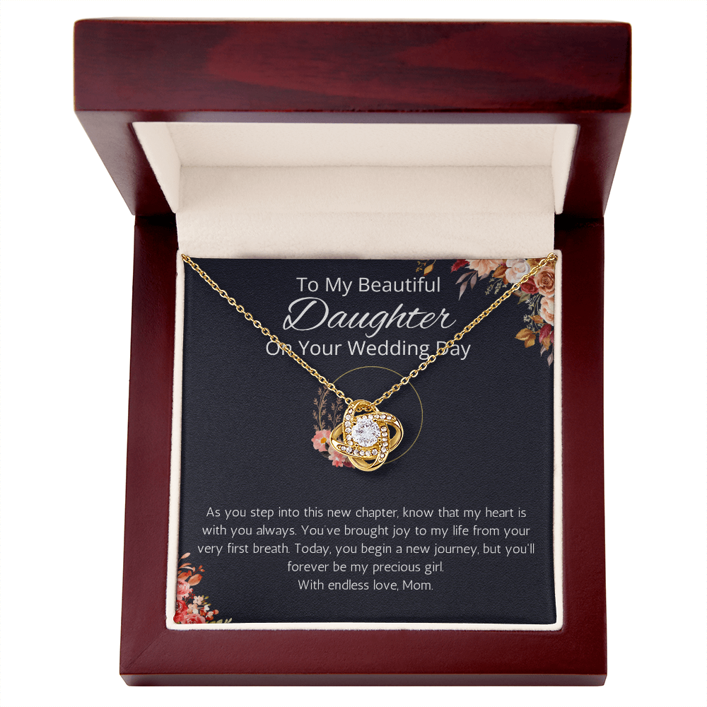 Bride Gift From Mom To Daughter On Wedding Day Love Knot Gift Necklace For Daughter On Wedding Day From Mother To Daughter, Gift Necklace
