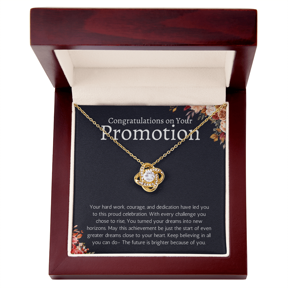 Job Promotion Gifts Necklace for Women Congratulations Gift for Coworker, Boss, Friend or Family Love Knot Jewelry
