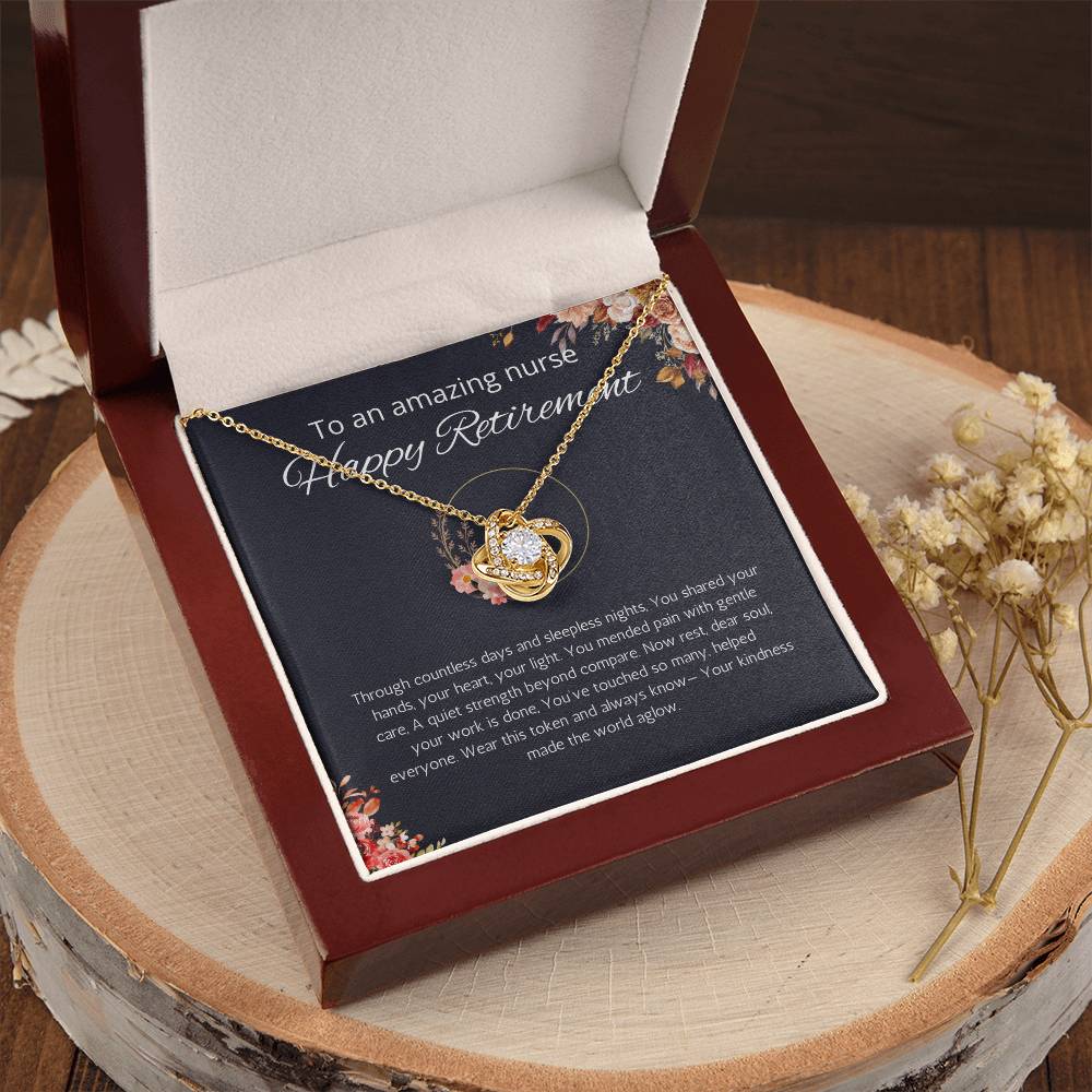 Nurse Retirement Gift, Love Knot Necklace For Nurse Retirement, Jewelry Gift For Retired Nurse, RN Retired Gifts, Nurse Retirement Party Gift