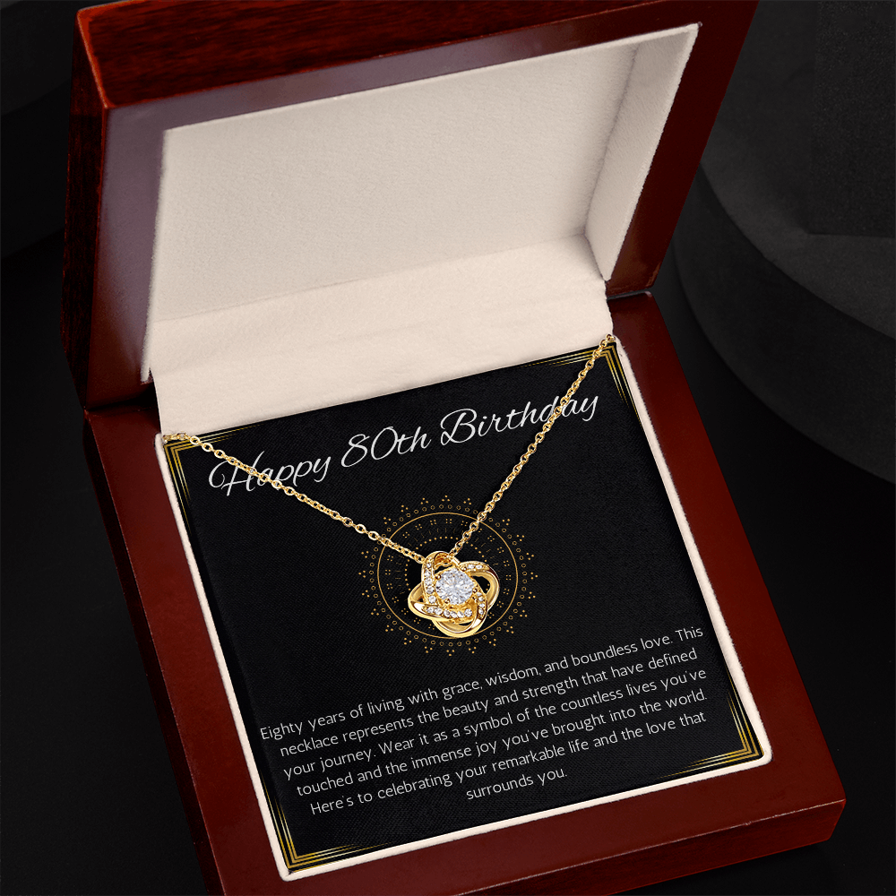 80th birthday gift for women, 80th birthday gift for mom, grandma, nana, love knot gift necklace, 80th birthday jewelry necklace, turning 80
