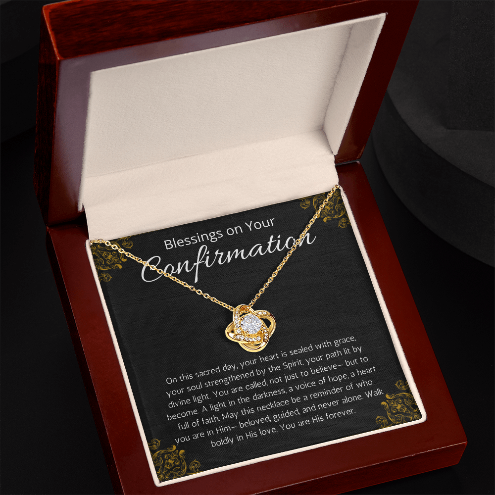 Confirmation Gift For Girls, Love Knot Necklace For Daughter, Meaningful Message Jewelry Christian Religious Present for Women