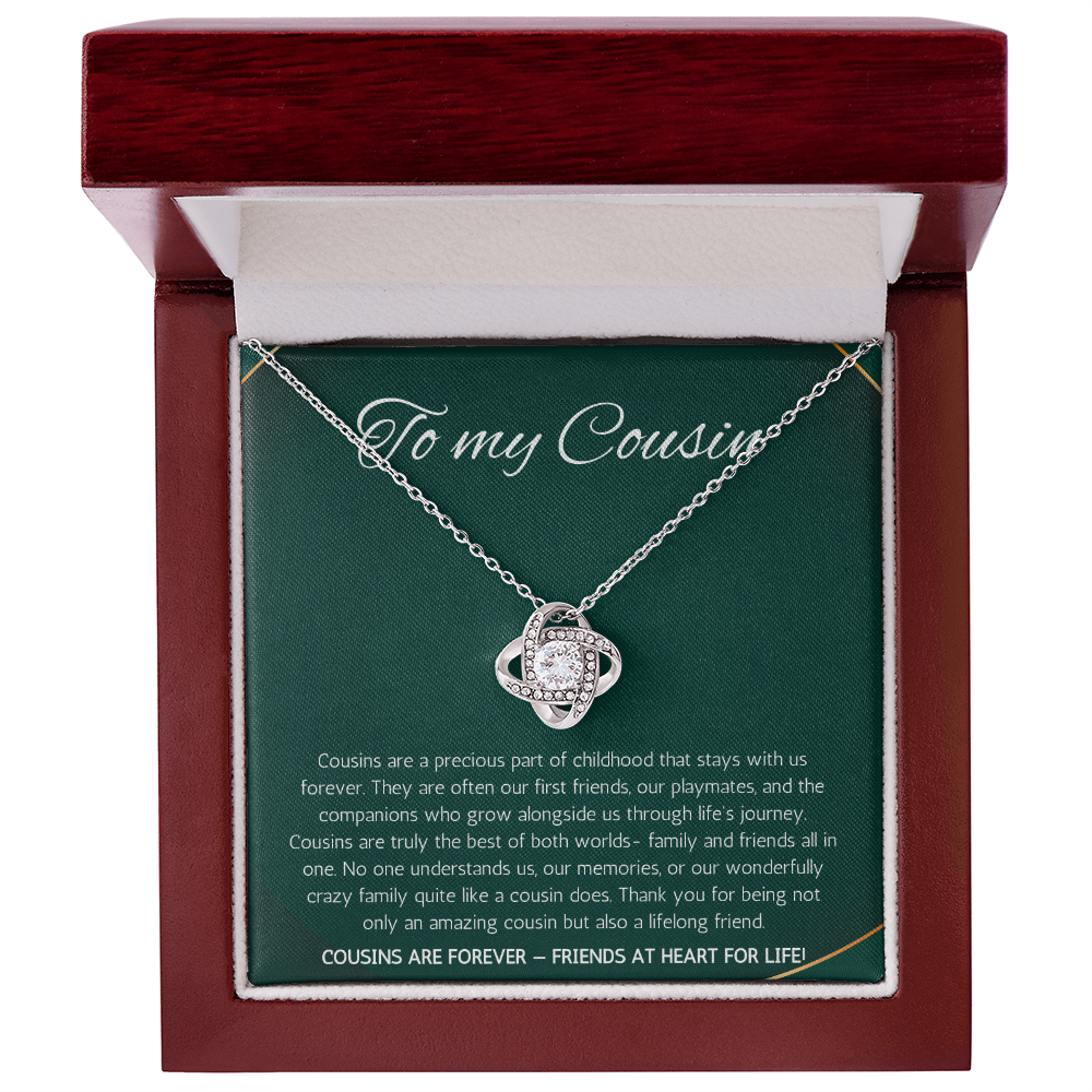Cousin Gift Necklace, Cousin Best Friend Present, Cousins Christmas, Graduation Birthday, Gift Necklace Love Knot