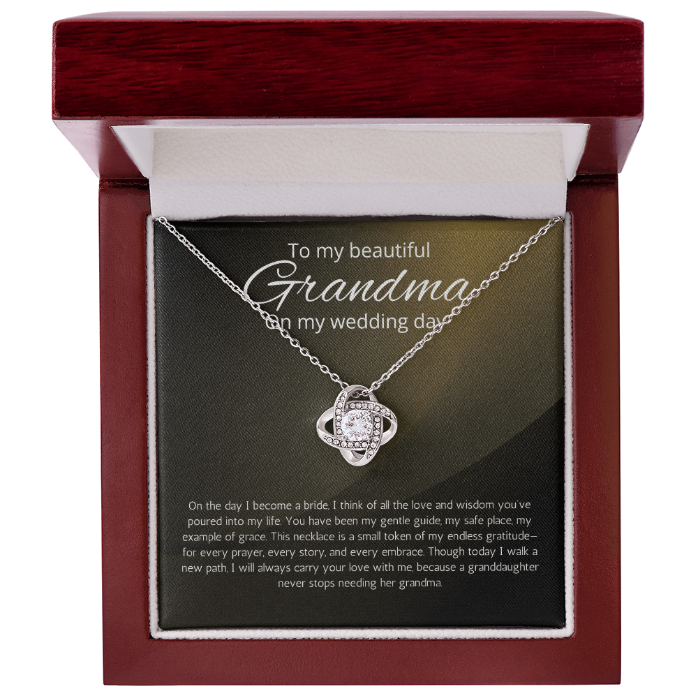 Grandmother of Bride Gift Necklace Love Knot Jewelry for Grandma for Wedding from Granddaughter Present