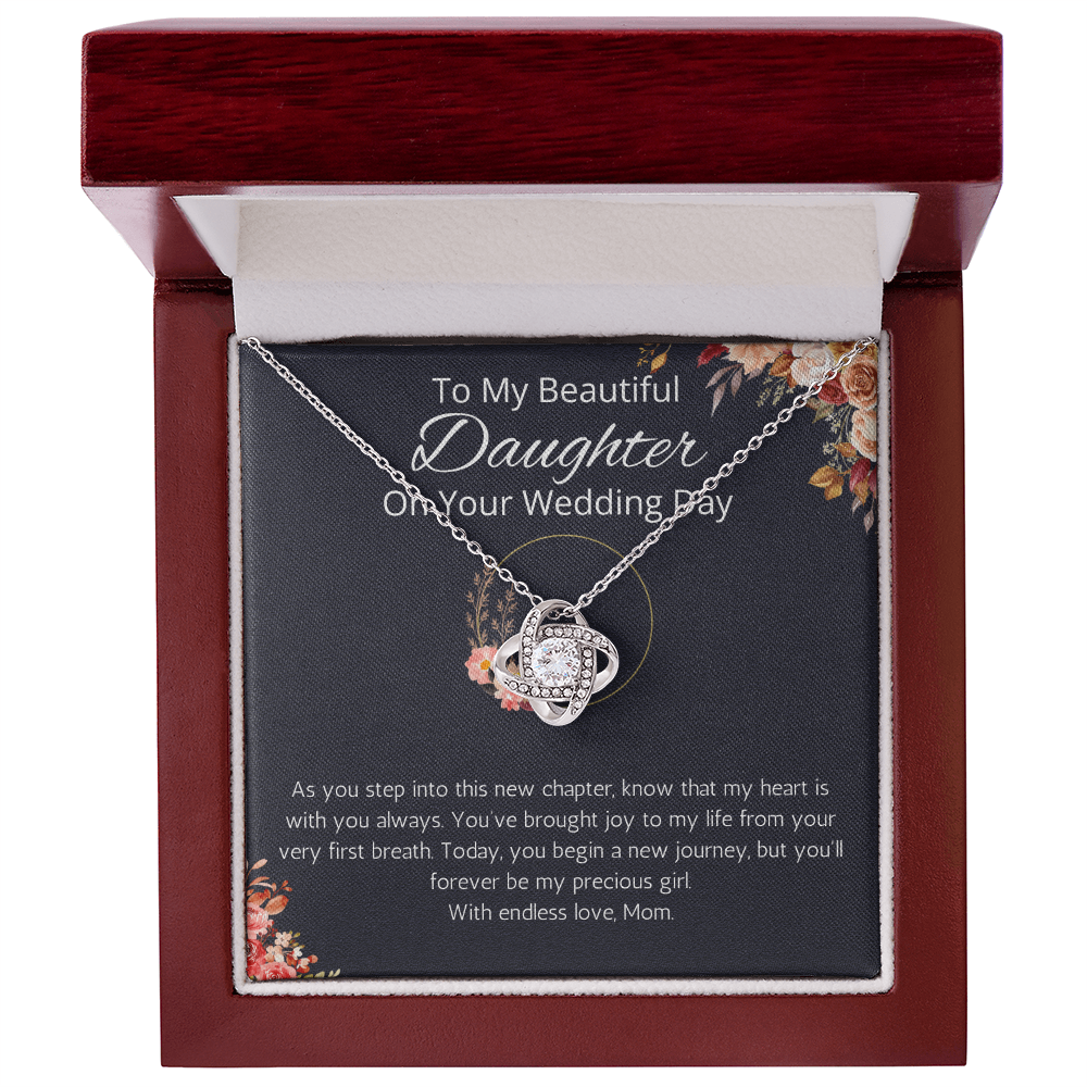 Bride Gift From Mom To Daughter On Wedding Day Love Knot Gift Necklace For Daughter On Wedding Day From Mother To Daughter, Gift Necklace