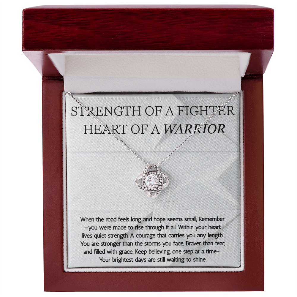 Warrior Love Knot Necklace, Strength of a Fighter Jewelry, Encouragement Gift