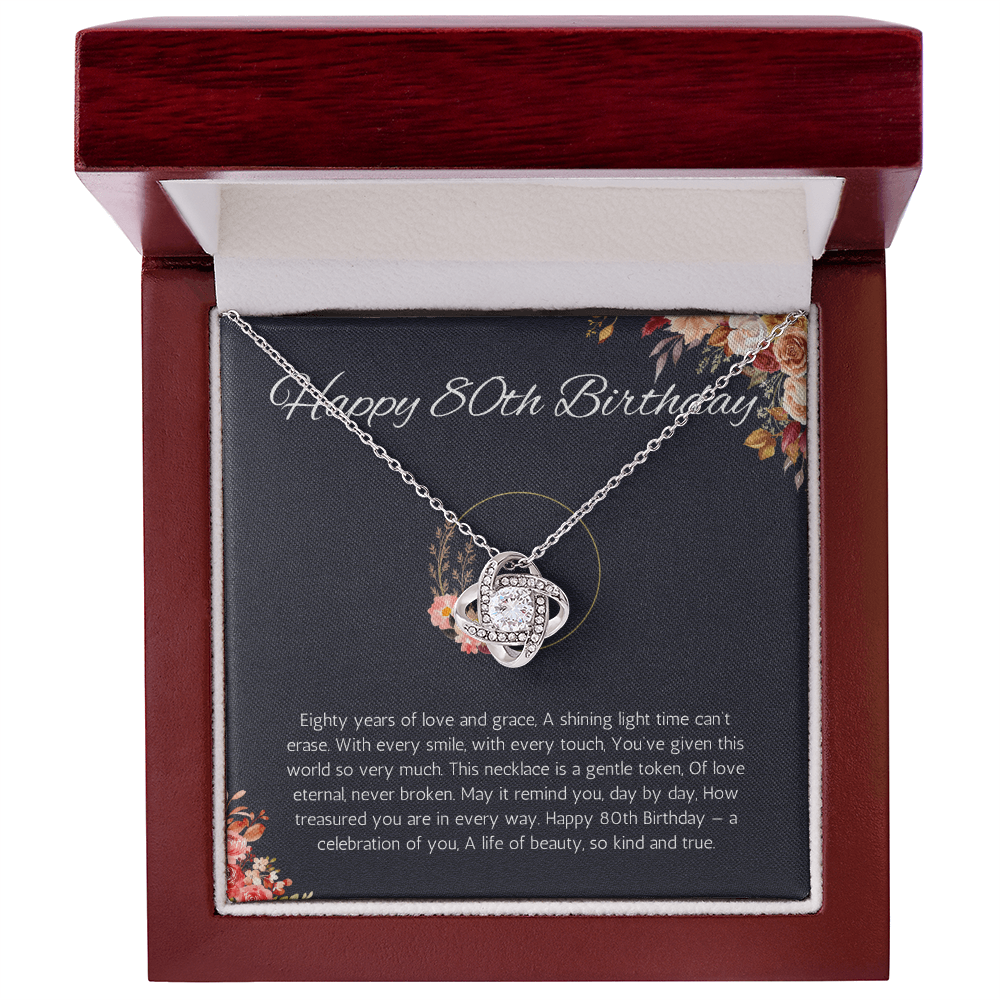 80th birthday gift for women, 80th birthday gift for mom, love knot gift necklace grandma, nana, 80th birthday jewelry necklace, turning 80