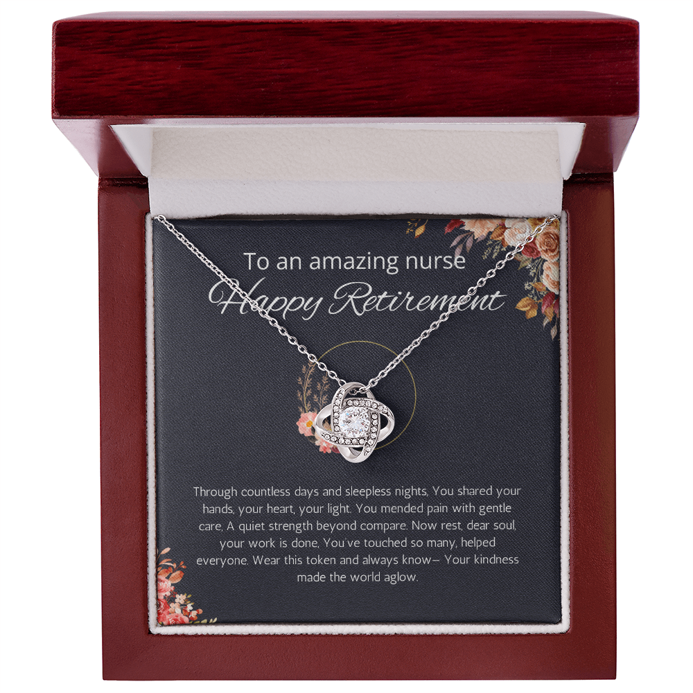 Nurse Retirement Gift, Love Knot Necklace For Nurse Retirement, Jewelry Gift For Retired Nurse, RN Retired Gifts, Nurse Retirement Party Gift