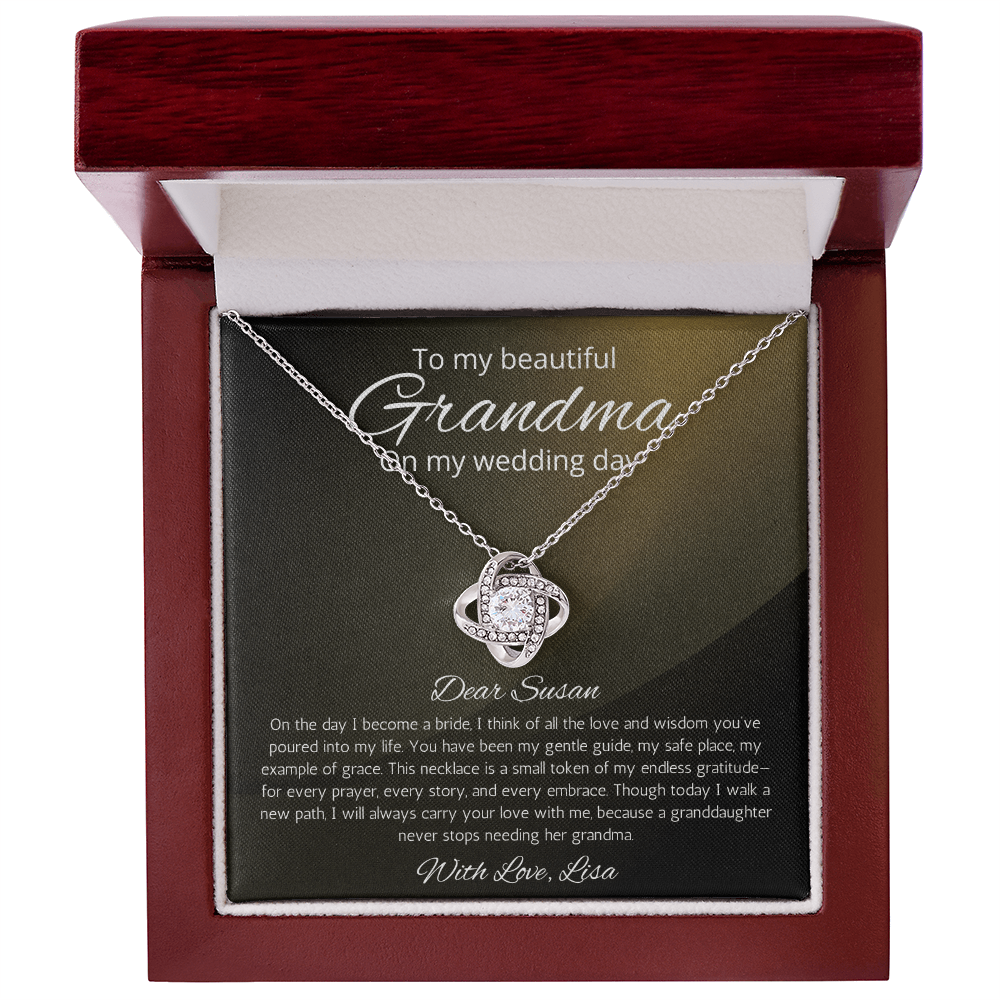 Grandmother of the Bride Gift Necklace Love Knot Gift Necklace For Grandma for Wedding Jewelry from Granddaughter Bride Gift