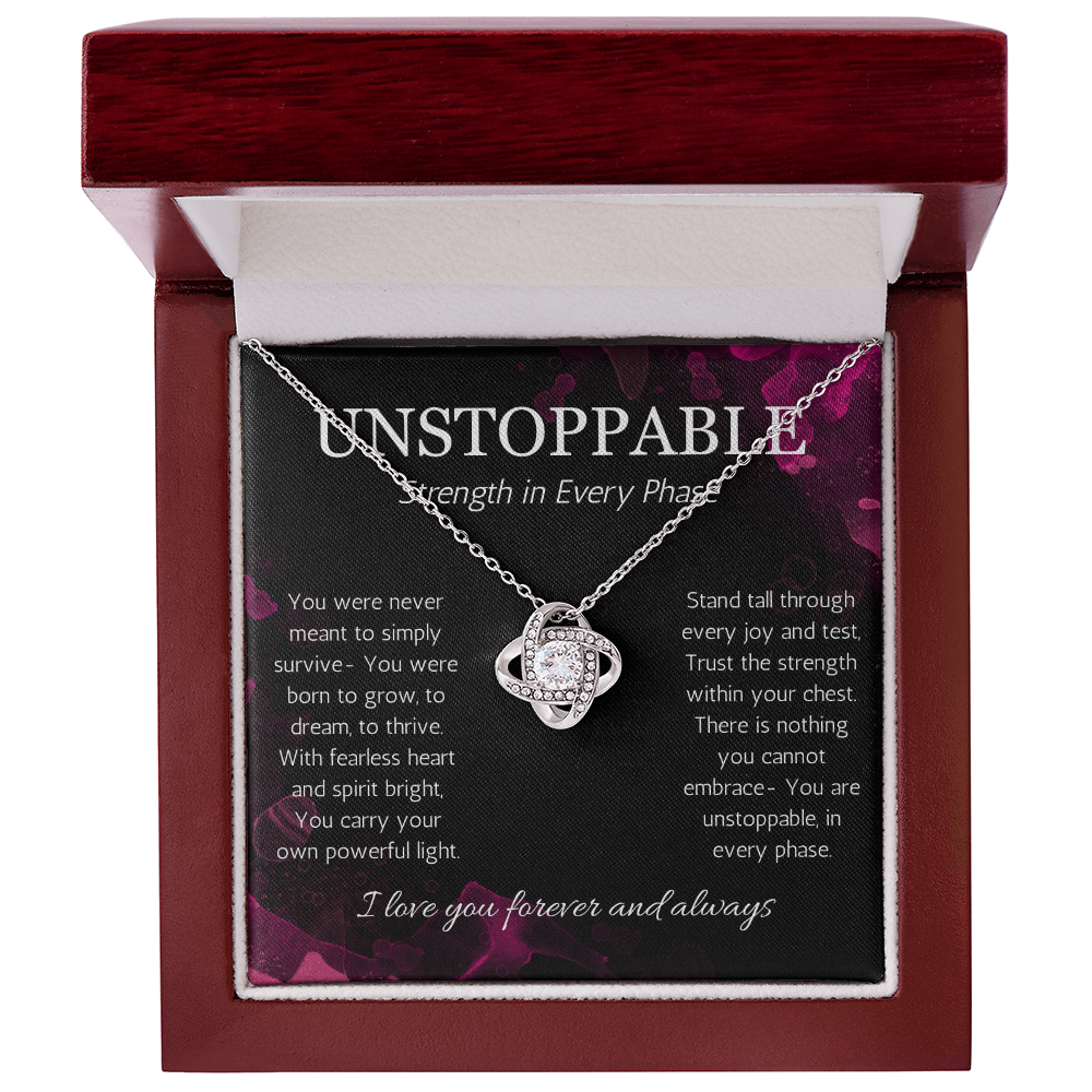Empowerment Necklace, Resilience Necklace Unstoppable Strong Woman Jewelry Gift Love Knot Present