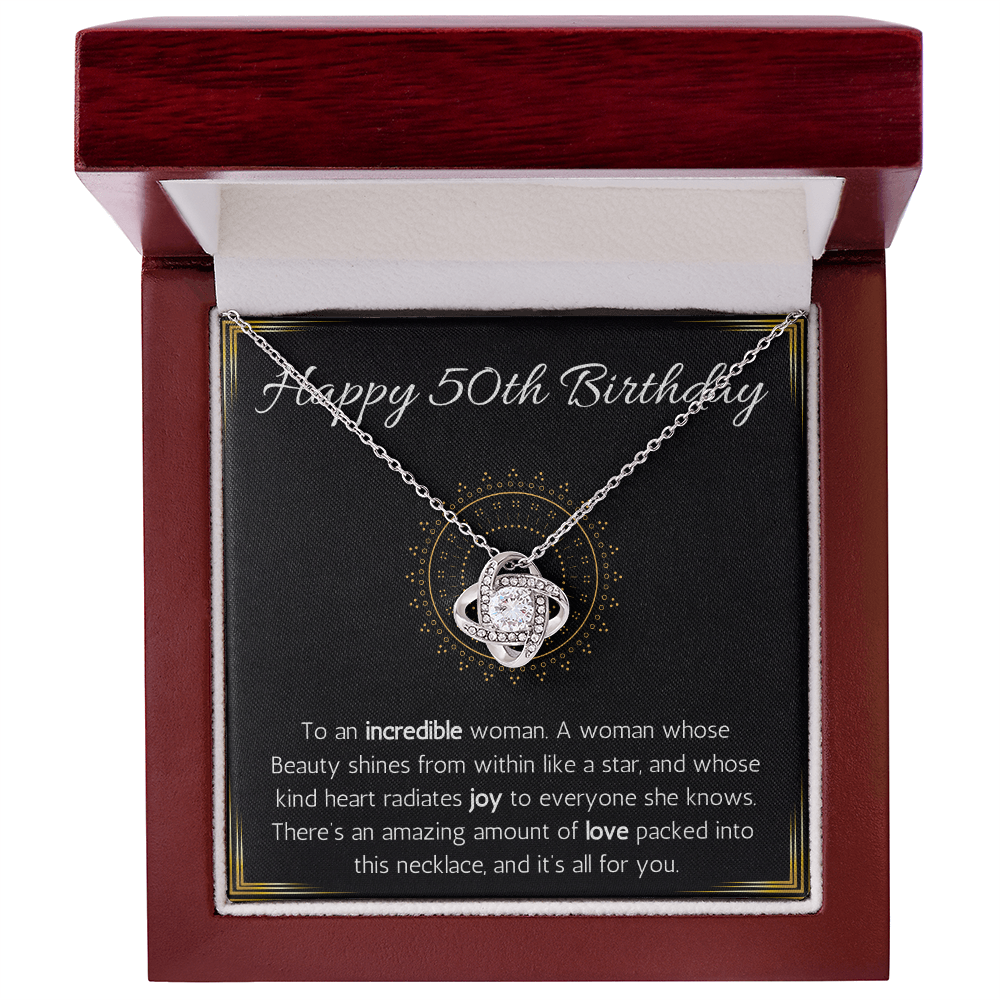 Happy 50th Birthday Jewelry Gift for Woman Turning 50 Necklace With Message Card, 50th Birthday Gift Necklace For Sister, Friend, Wife, Mom