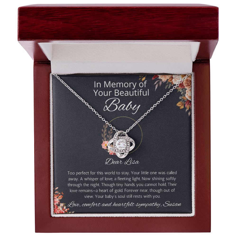 Baby Loss Gift, Infant Loss Gift, Personalized Love Knot Necklace, Loss of Baby Jewelry, Pregnancy Loss, Condolence Gift Necklace for mom