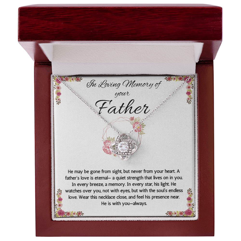 Loss of Father Gift, Dad Memorial Jewelry, Condolence, Remembrance, Sorry for your Loss Love Knot Necklace to Daughter